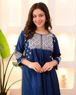 Thumbnail for The52 Women's Beautiful Viscose Rayon Fabric Thread Work Flared Kurta Pant Set - Distacart