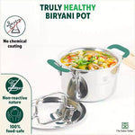 Thumbnail for The Indus Valley TurboCuk Tri-ply Stainless Steel Biryani Cooking Pot/Casserole, Premium Quality, 3 Layer Thick Body, Cool Silicone Handles, 100% Toxin-free, Non-stick, Induction & Gas, Spatula, 2.9L