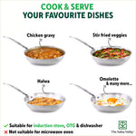 Thumbnail for The Indus Valley TurboCuk Tri-ply Stainless Steel Fry Pan, Premium Quality, 3 Layer Thick Body, 100% Toxin-free, Non-stick, Induction & Gas,Spatula, 22/24/26 cm, 1.5/1.7/1.9L