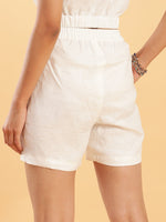 Thumbnail for BohoJazz Stylish Wraparound Linen Shorts - White
