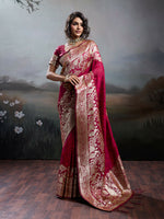 Thumbnail for Shree Shyam Fashion Maroon Silk Blend Saree - Distacart