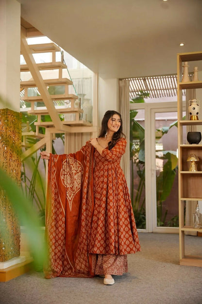 Aayaa Designer Cotton Silk Suit - Maroon - Dista