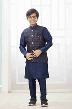 Thumbnail for Raivat Ethnic Art Silk Embroidery Work 3 Pics Jacket Set In Navy Blue Colour - Distacart