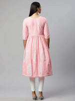 Thumbnail for Ahalyaa Womens Pink Pure Cotton Printed Kurtas - Distacart