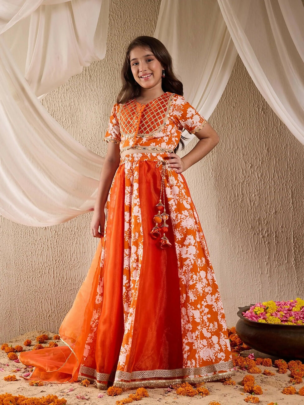 Joban Fashion Girl's Rust Color Lehenga Choli - Distacart
