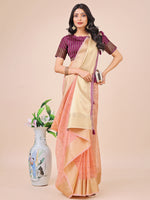 Thumbnail for Aanika Women Light Pink Organza Saree With UnStiched Blouse - Distacart