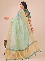 Thumbnail for Aanika Women Olive Green Organza Saree With UnStiched Blouse - Distacart