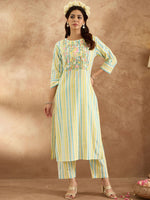 Thumbnail for Indo Era Women Floral Embroidered Regular Thread Work Pure Cotton Kurta with Trousers