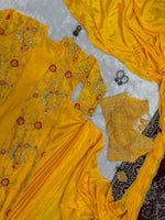 Thumbnail for Teeya Creation Yellow Color Chinon Silk Designer Embroidery Work Ready To Wear Saree With Koti - Distacart