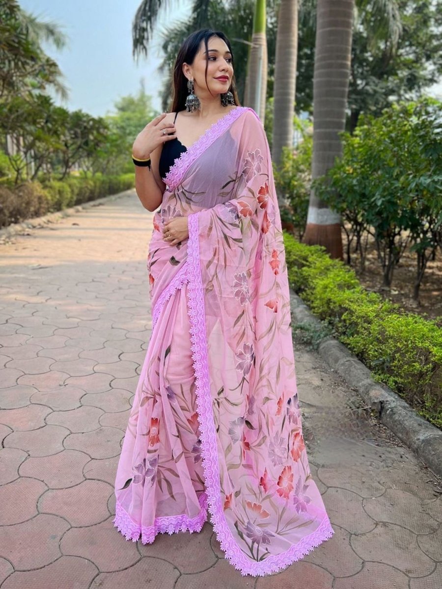 Anouk Floral Saree - Distacart