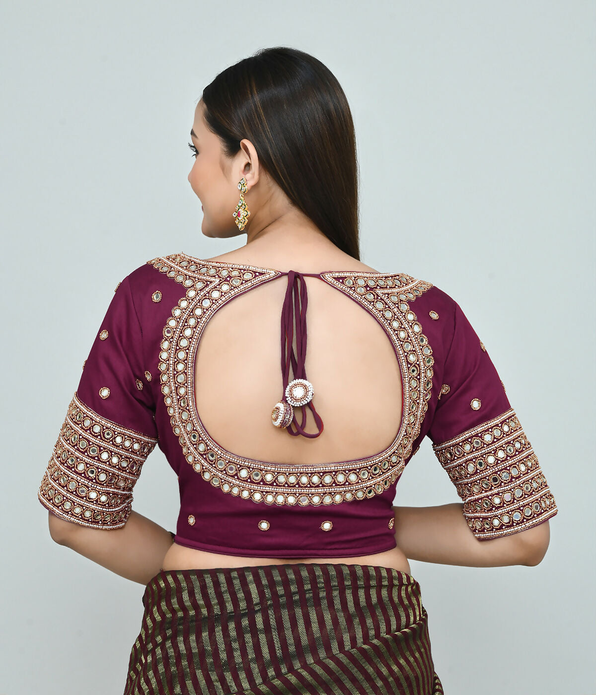 Joban Fashion Women's Wine Embroidered Stitched Blouse