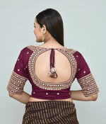 Thumbnail for Joban Fashion Women's Wine Embroidered Stitched Blouse