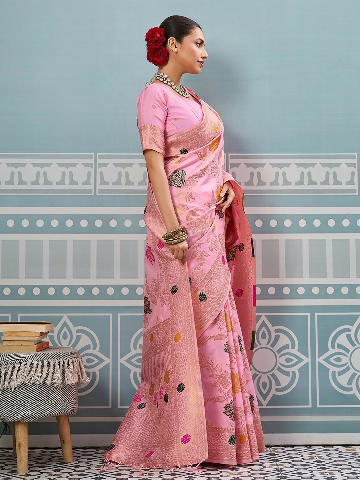 Astita Light Pink Silk Saree