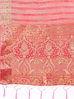 Thumbnail for Aanika Women Peach Organza Saree With UnStiched Blouse - Distacart
