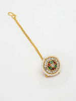 Thumbnail for NVR Women's Gold-Polished CZ Stone-Studded Borla Maang Tikka - Distacart