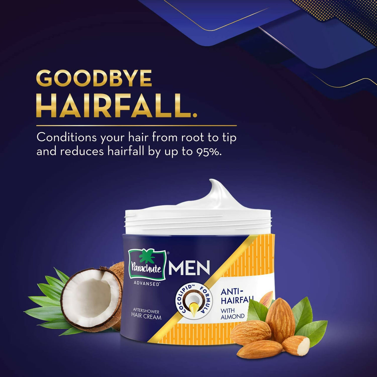 Parachute Hair Cream For Men, Anti Hairfall With Almond After Shower - Distacart