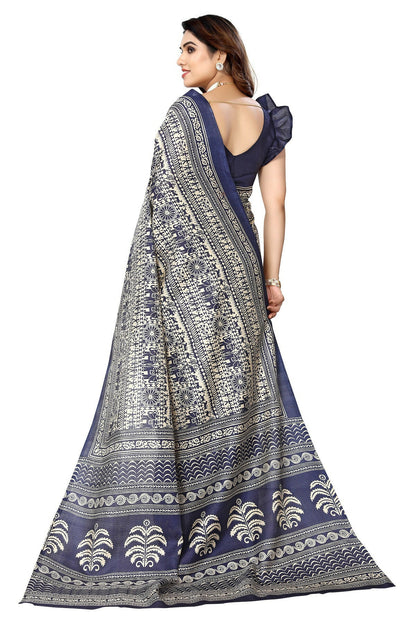 Vamika navy Printed Art Silk Saree - Distacart