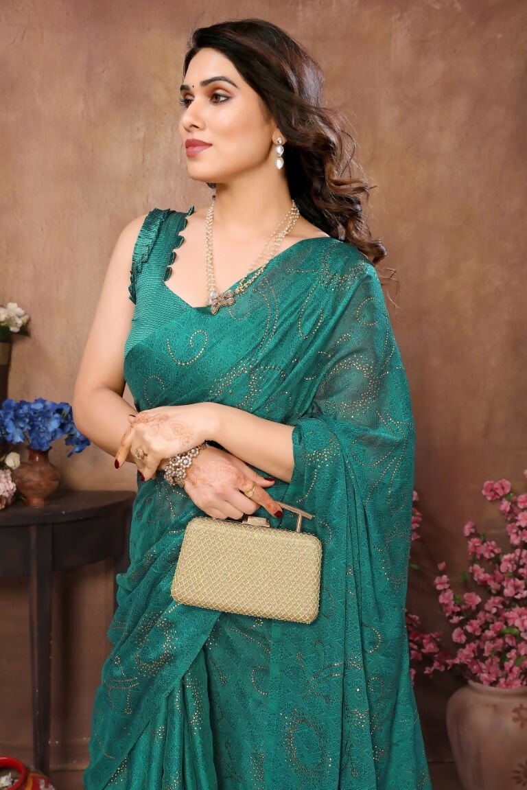 Aafreen Partywear Designer Rama Rangoli Silk Fancy Saree - Distacart