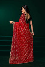 Thumbnail for Joban Fashion Red Net Party Wear Sarees - Distacart