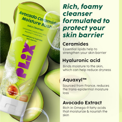 PLIX The Plant Fix Avocado Ceramide Moisture Rush - Cleanser & Cream - Distacart