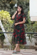 Thumbnail for Preksha Creation New Georgette Floral Print Green New Women Gown - Distacart