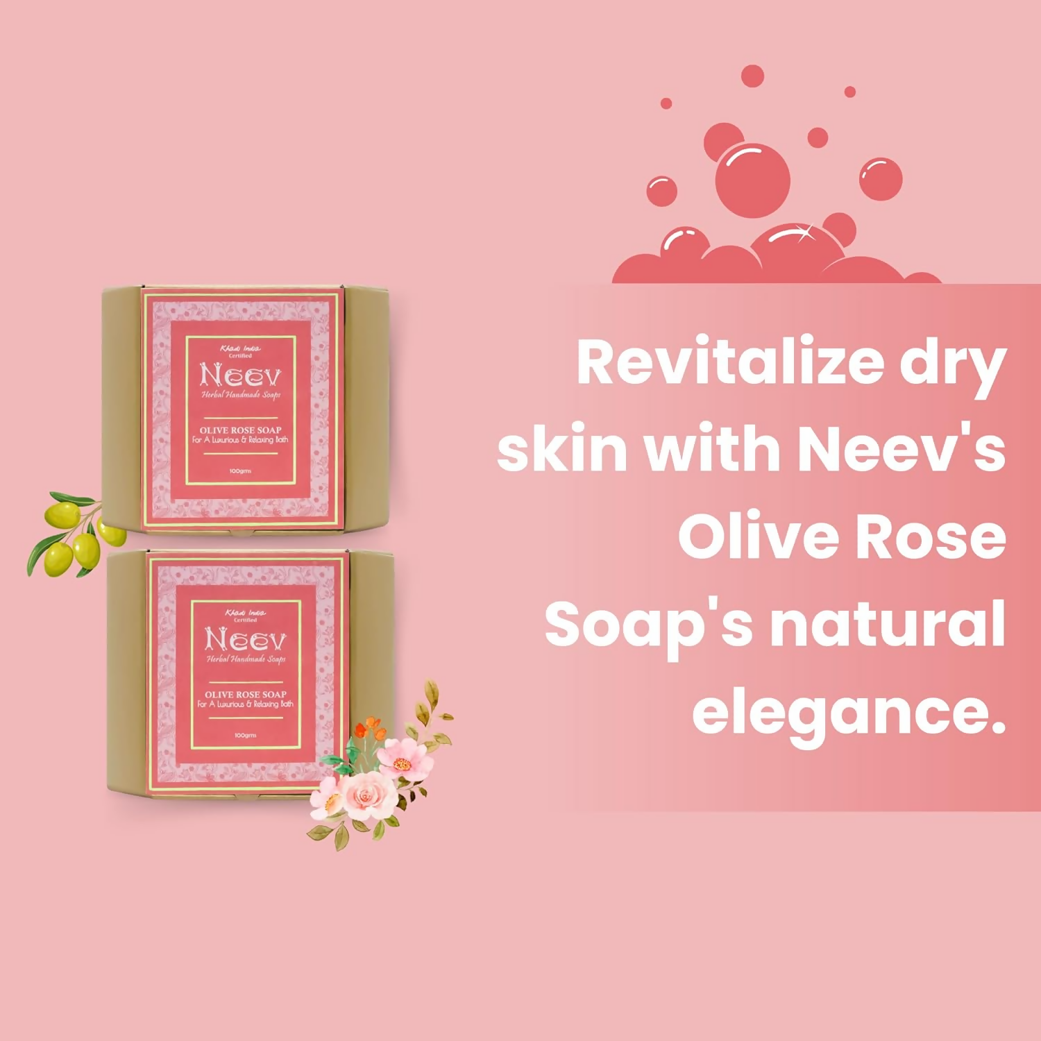 Neev Herbal Mahua Organic Olive Rose Handmade Soap - Distacart