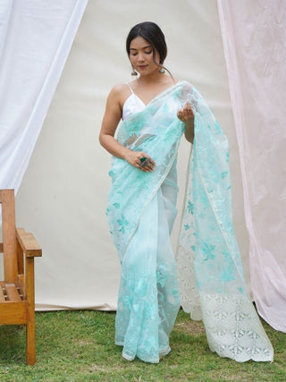 Anouk Floral Embroidered Saree - Distacart