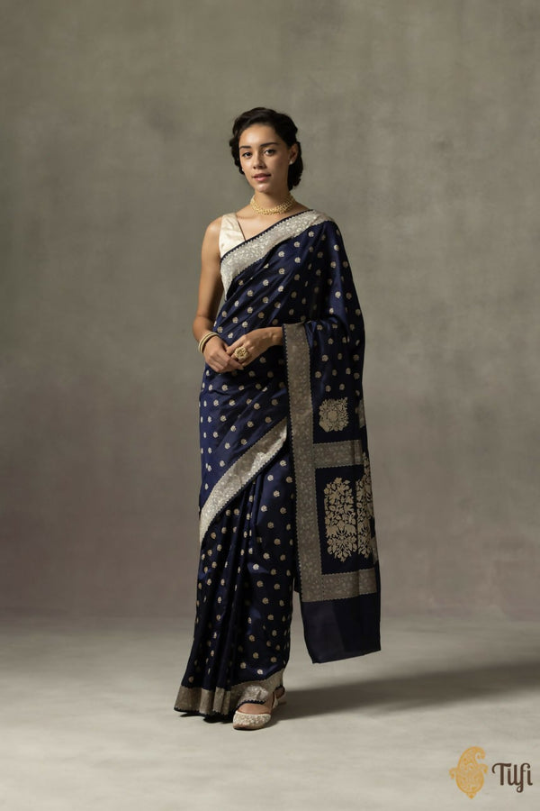 Preksha Creation Indian Style Banarasi Soft Silk Women Saree - Blue - Distacart