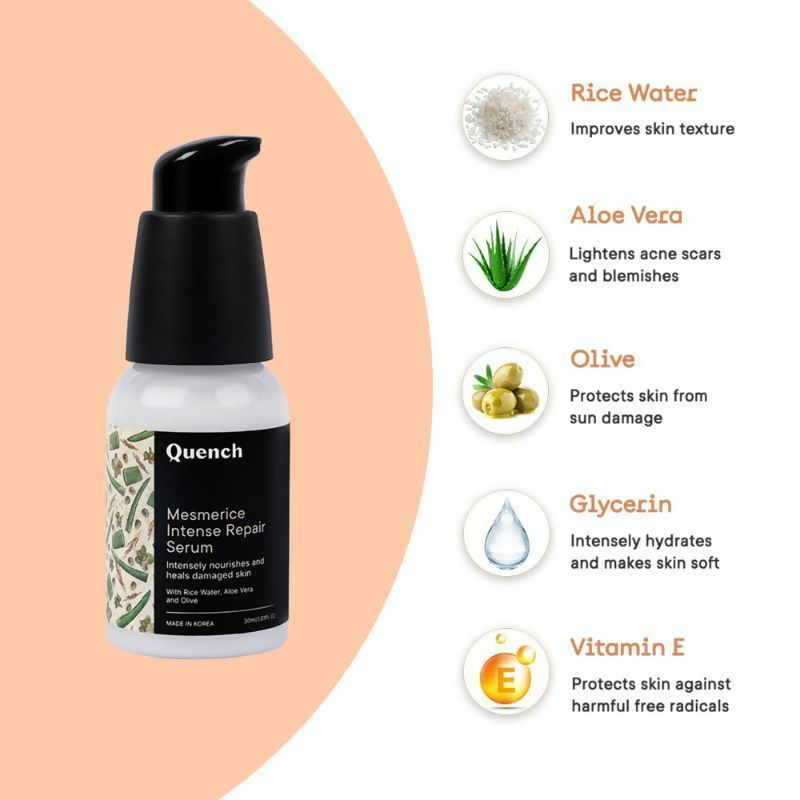 Quench Rice Water Intense Repair Serum With Niacinamide For Dewy & Even Skin Tone - Distacart