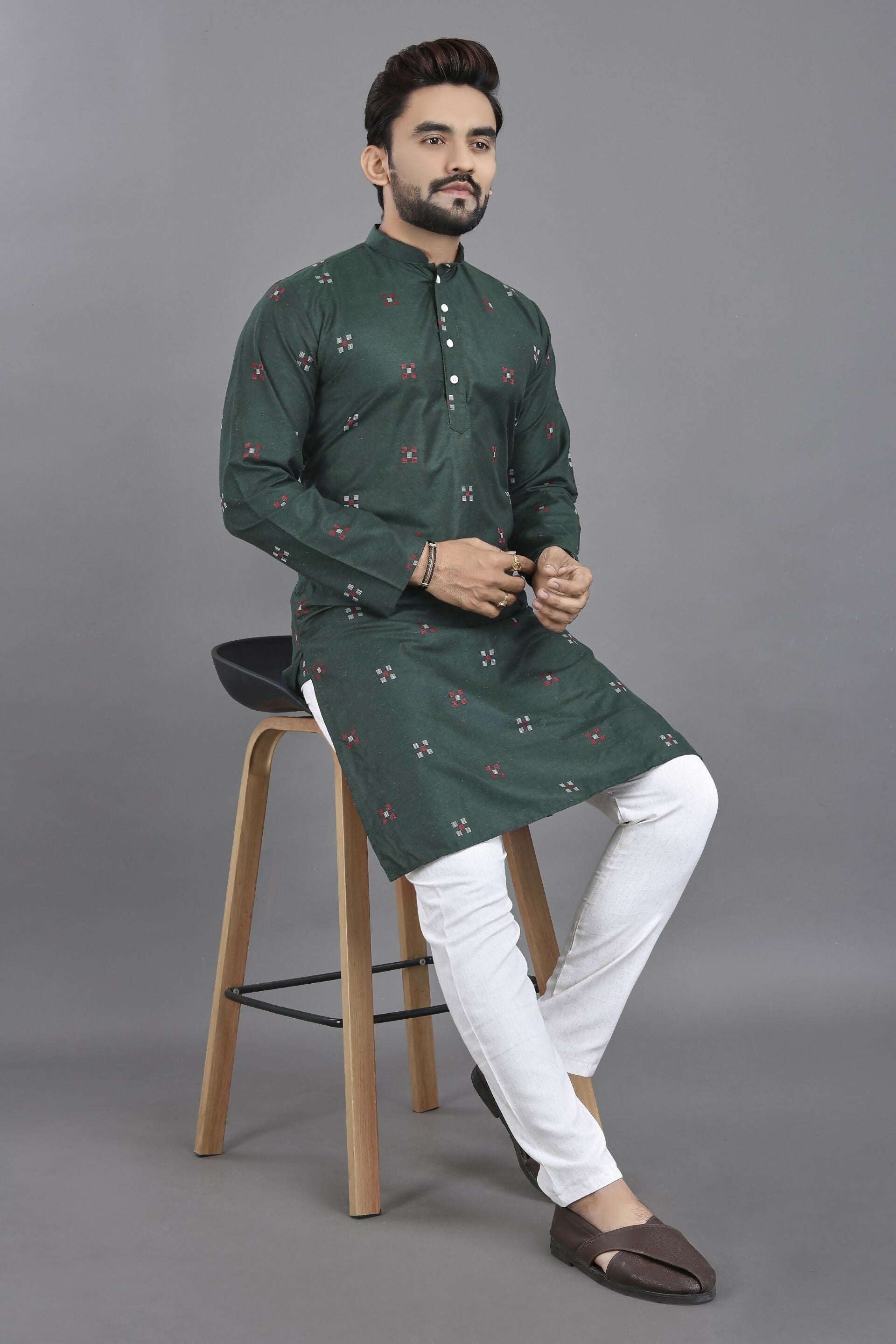 Anaita Green Weaving Linen Cotton Straight Kurta - Distacart