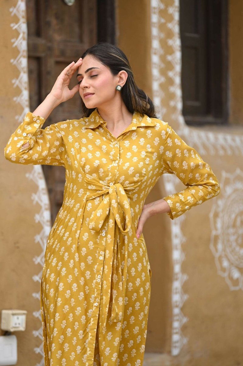 Aastha Fashion Women's Mustard Pure Muslin Heavy Digital Printed Designer Kurti with Pant - Distacart