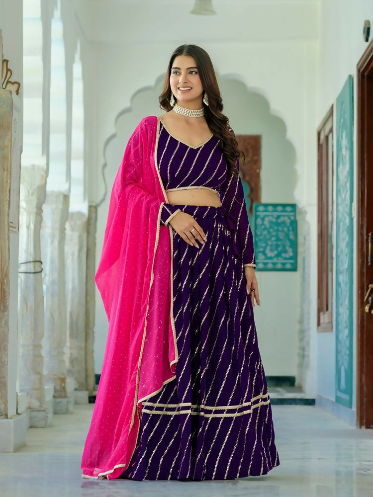 Lehenga Mart Purple Designer Wedding Wear Lehenga Choli - Dista