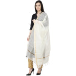 Thumbnail for A R SILK Chanderi Piping Regular Dupatta off White Color Dupatta or Chunni