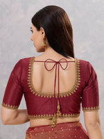 Thumbnail for Joban Fashion Women Silk Dark-Maroon Stitched Blouse - Distacart
