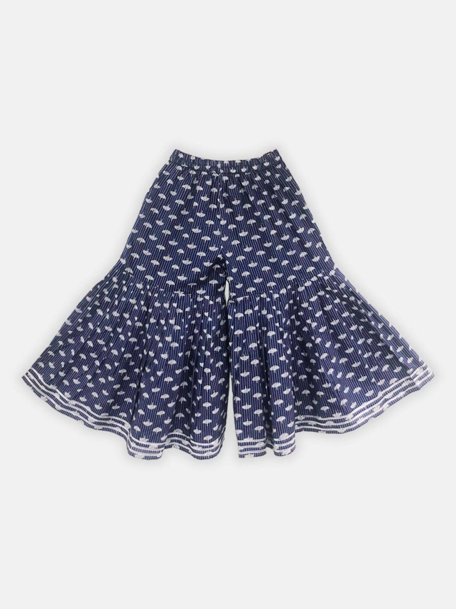 Ahalyaa Navy Pure Cotton Digital Printed Kids Kurta Sharara Set For Girls - Distacart