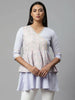 Ahalyaa Women Summer Blue Crepe Printed Tunic - Distacart