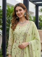 Thumbnail for Teeya Creation Pista Faux Georgette Multi Thread Work Wedding Wear Sharara Set - Distacart