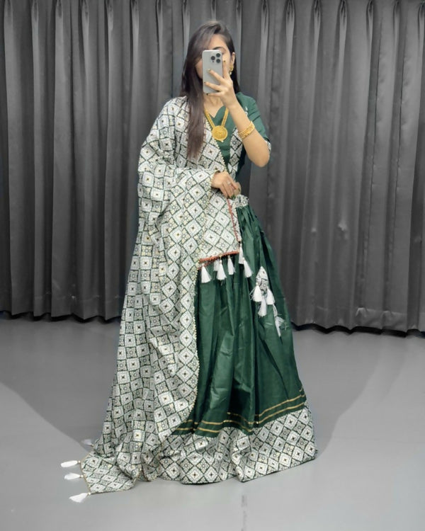 Preksha Creation Indian Traditional cotton Fabric With Printed Women Lehenga Choli - Green - Distacart