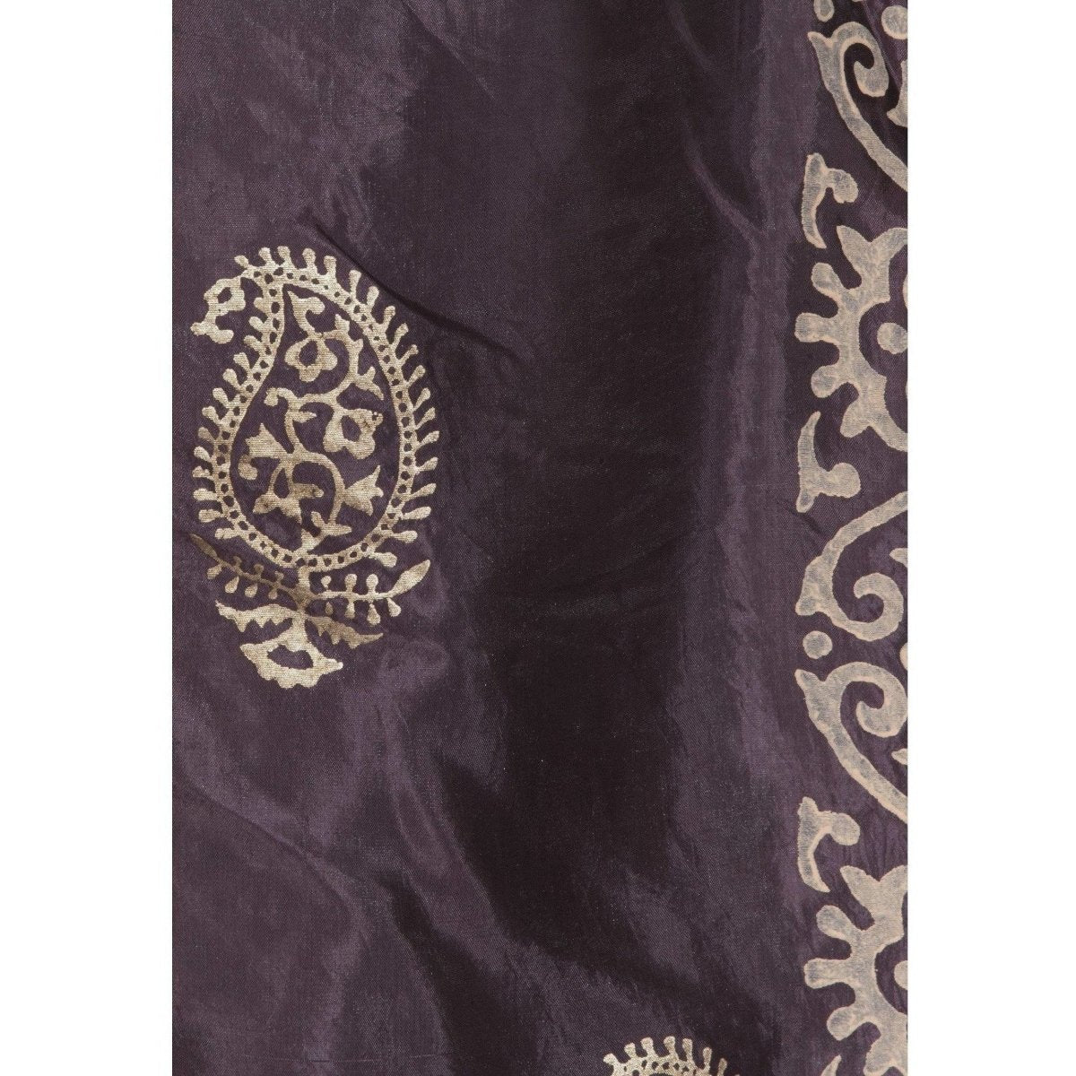 A R Silk Women's Gold Print Silk Black Dupattas and Chunnis