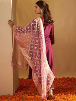 Thumbnail for Indo Era Ethnic Motifs Yoke Design Straight Gotta Patti Liva Kurta with Trousers & Dupatta