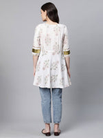 Thumbnail for Ahalyaa Women Off White Pure Cotton Floral Printed Tunic - Distacart