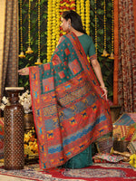 Thumbnail for Astita Linen Cotton Rama Green Saree