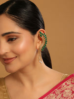 Thumbnail for Nuyug 22K Gold Plated Faux Emerald Studded Contemporary Ear Cuff Earrings - Distacart