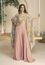 Thumbnail for Anaita Pink Chinon Free Size Readymade Shrug Suit with Embroidery Sequence Work (Free Size) - Distacart