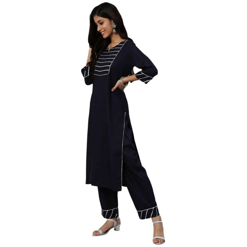Anubhutee Women's Navy Kurta Trouser with Dupatta Set - Distacart