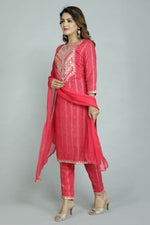 Thumbnail for Alvano Beautiful Embroidery Print Straight Kurti with Pant and Dupatta set for Women and Girls Rayon - Distacart