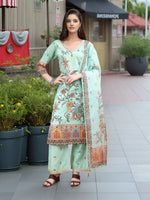 Thumbnail for Joban Fashion Sky Blue Positive Digital Print With Position Foil Kurta Set