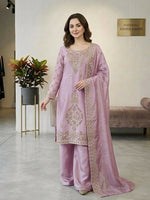 Thumbnail for Teeya Creation Onion Color Gimmychu Silk Embroidery Work Wedding Wear Salwar Suit - Distacart