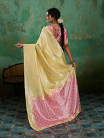 Thumbnail for Shree Shyam Fashion Yellow Linen Cotton Saree - Dista