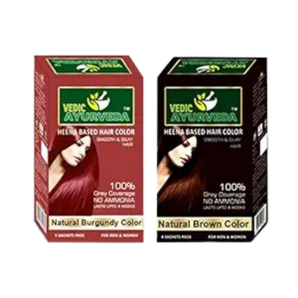VedicAyurveda No Ammonia Burgundy & No Ammonia Dark Brown Hair Color - Dista